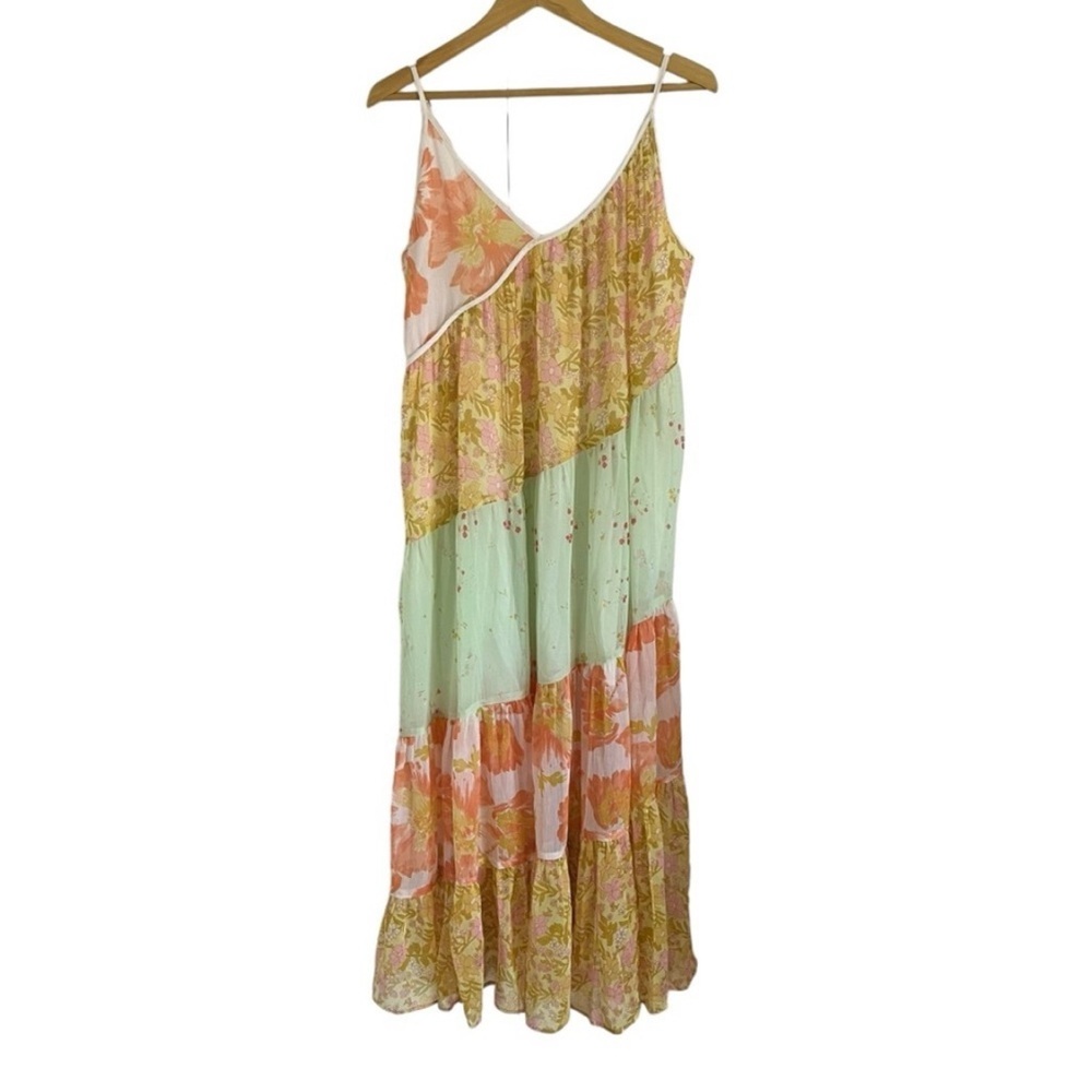Free people luna grace patchwork maxi dress in mango combo - Picture 2 of 7